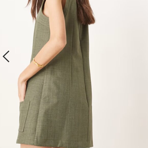 Mini Shift Dress - Tall - Deep Green Kahaki - Picture 3 of 4